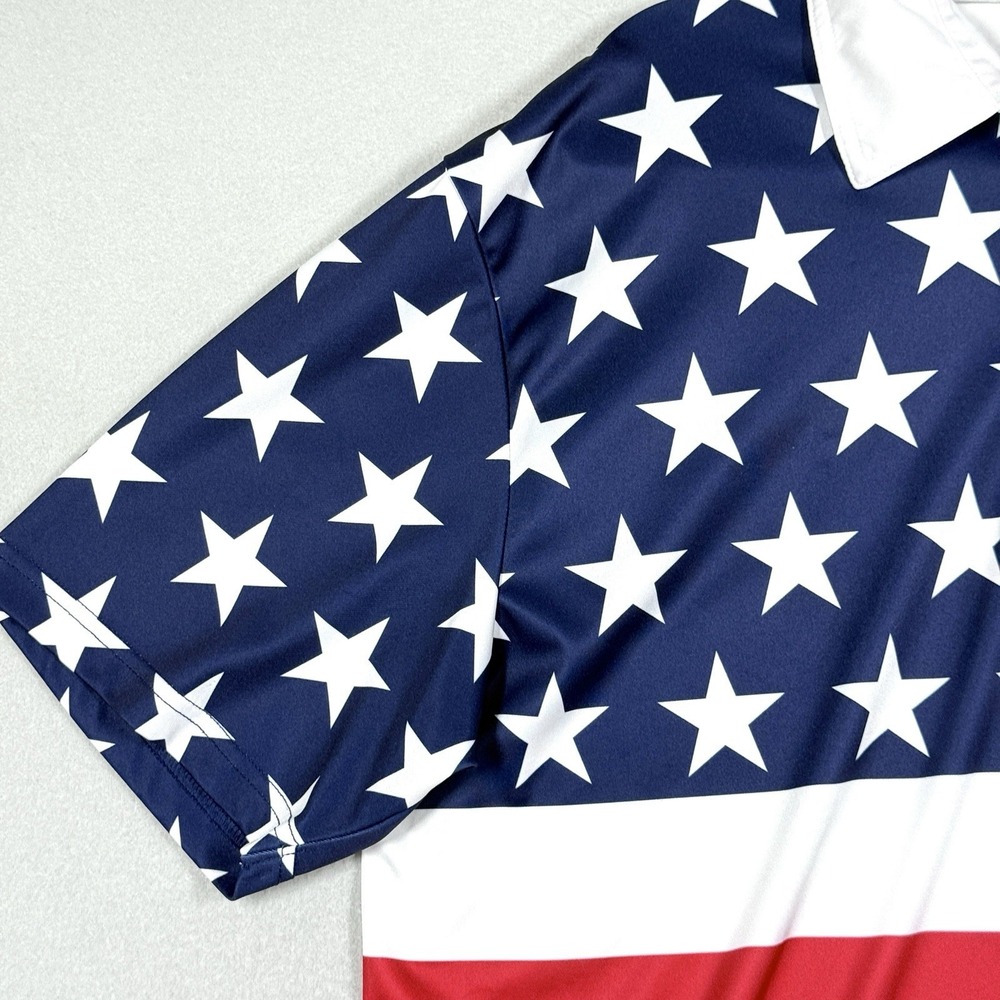 Loudmouth Golf Polo Shirt Mens XL USA American Flag Patriotic Performance - Picture 3 of 13